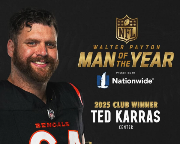 Ted Karras Named Bengals' Club Winner for Walter Payton Man of the Year Award Presented by Nationwide