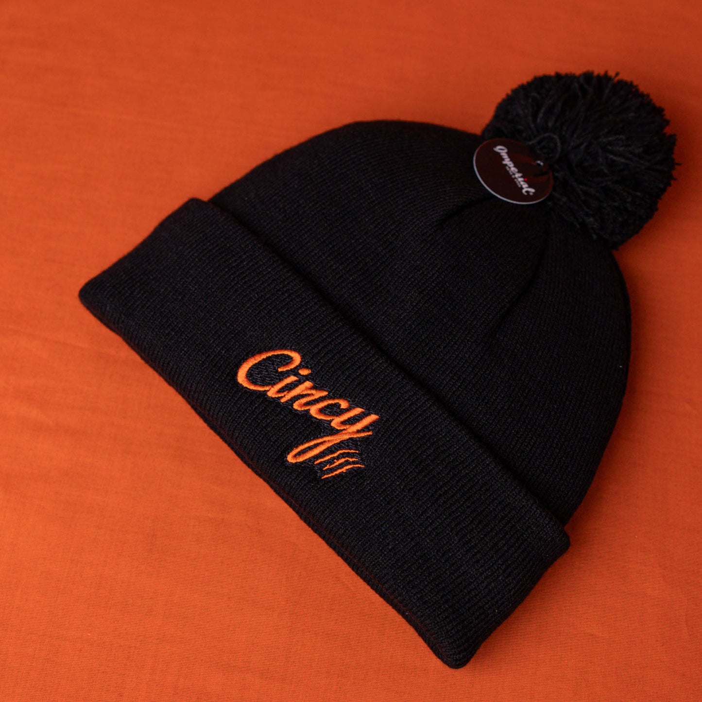 Cincy Beanie - Black w/ Pom