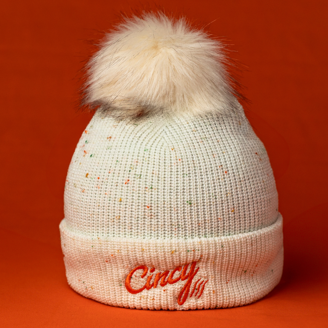 Cincy Beanie - Cream Confetti w/ Pom in