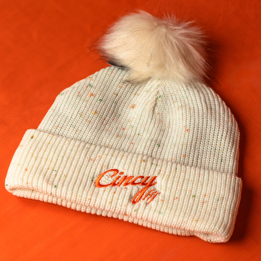Cincy Beanie - Cream Confetti w/ Pom