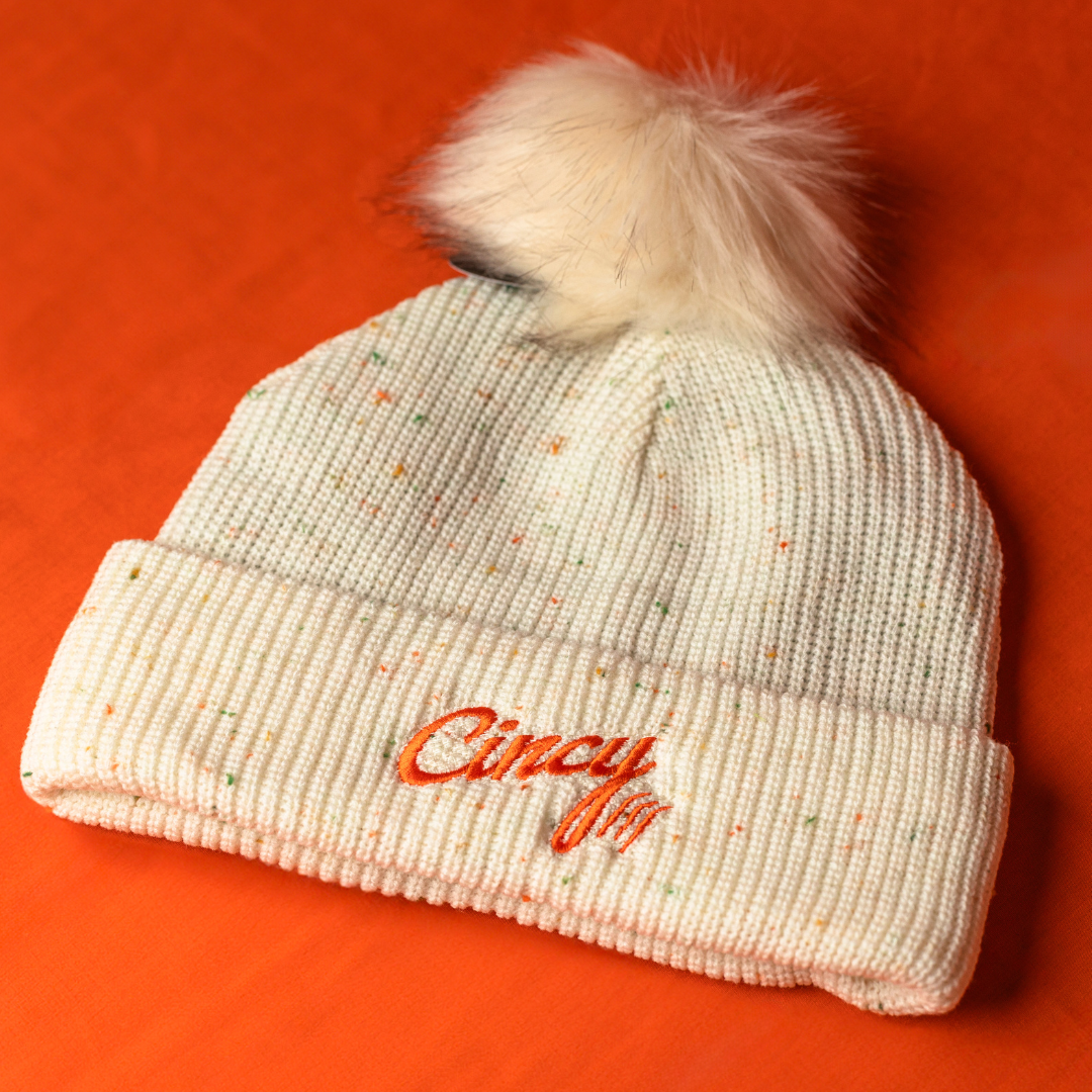 Cincy Beanie - Cream Confetti w/ Pom in