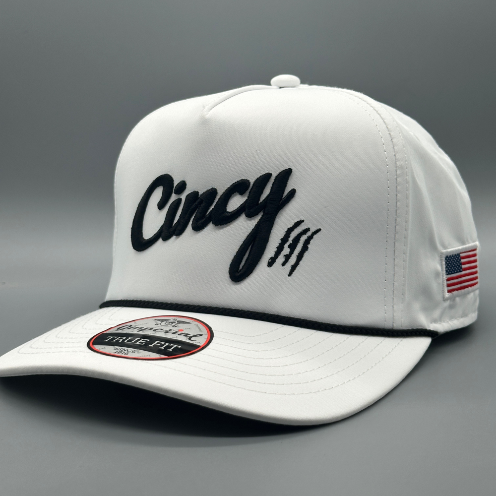 OG 5 Panel Rope Hat - White w/ Black Logo