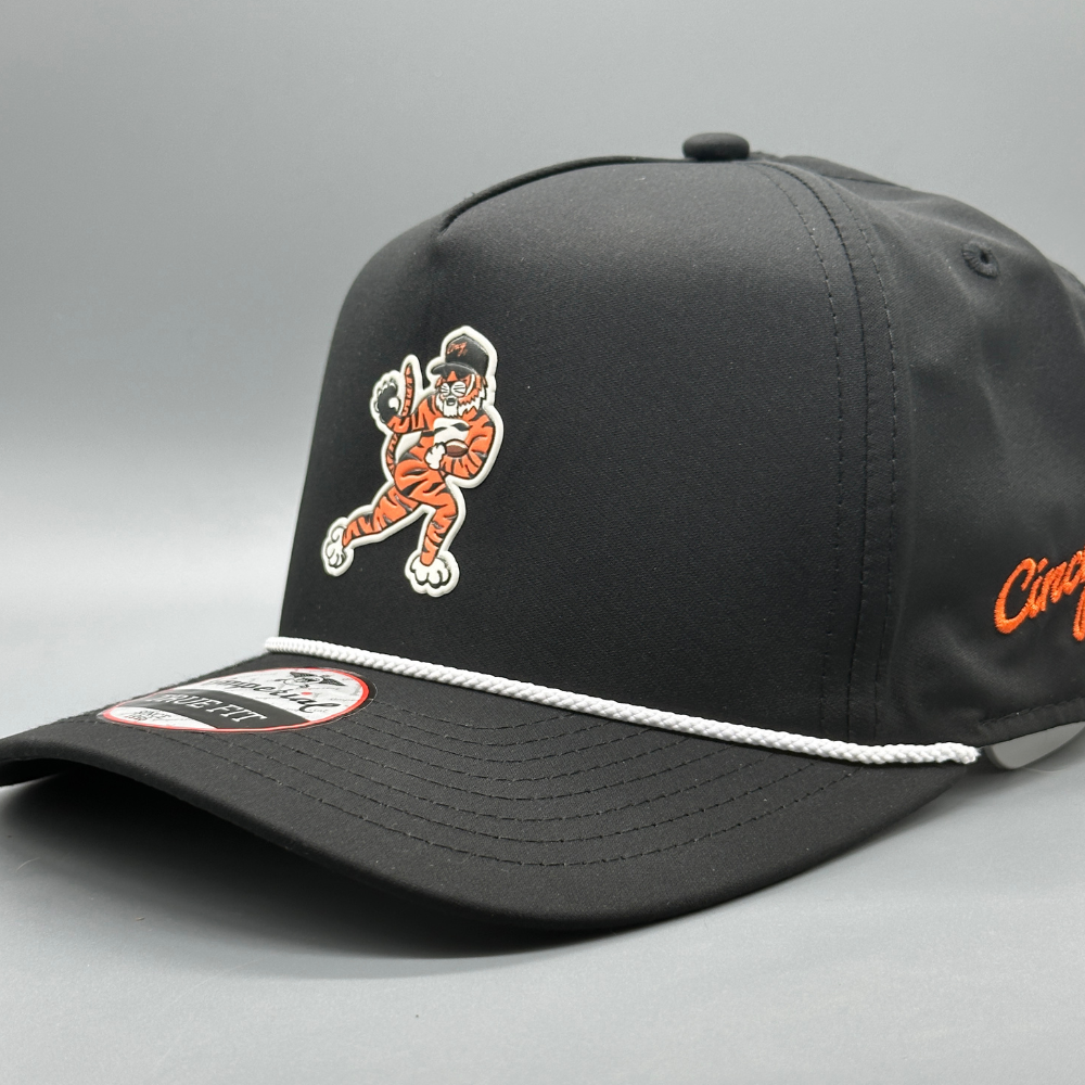 The Gridiron Tiger - 5 Panel OG Rope Hat - Black