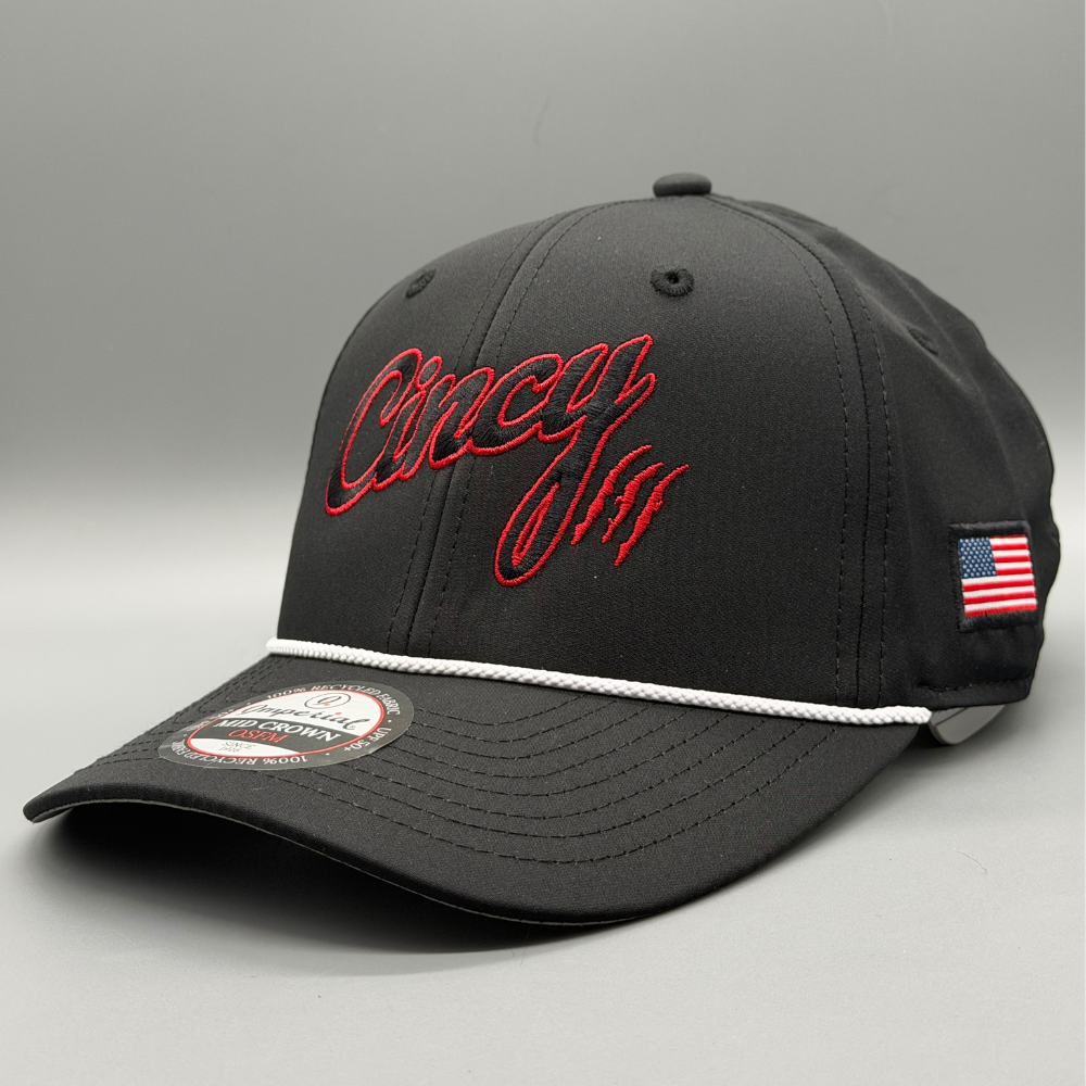 The Jessica - Black and Red Mid-Crown Eclipse Hat – The Cincy Hat