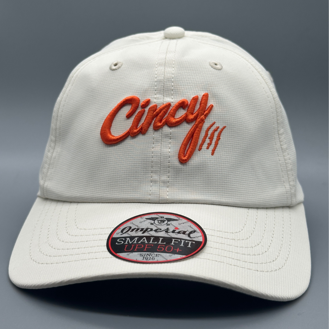 Small Fit - Lightweight Performance - Cream w/ Orange Logo