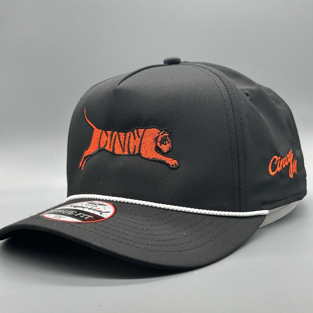 The Leaping Tiger - By Hollis Strunk - Black 5 Panel Rope Hat