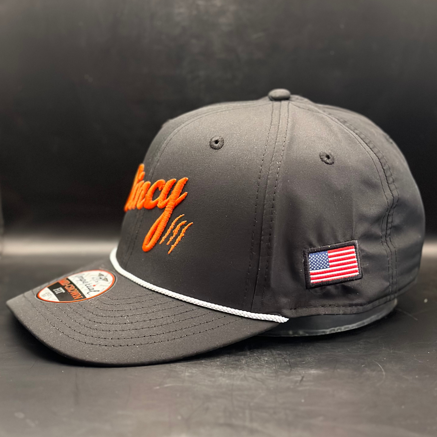 The Luke Combs - Mid-Crown Rope Hat - Black w/ Orange Logo