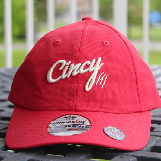 Ponytail Hat - Red w/ Cream Logo