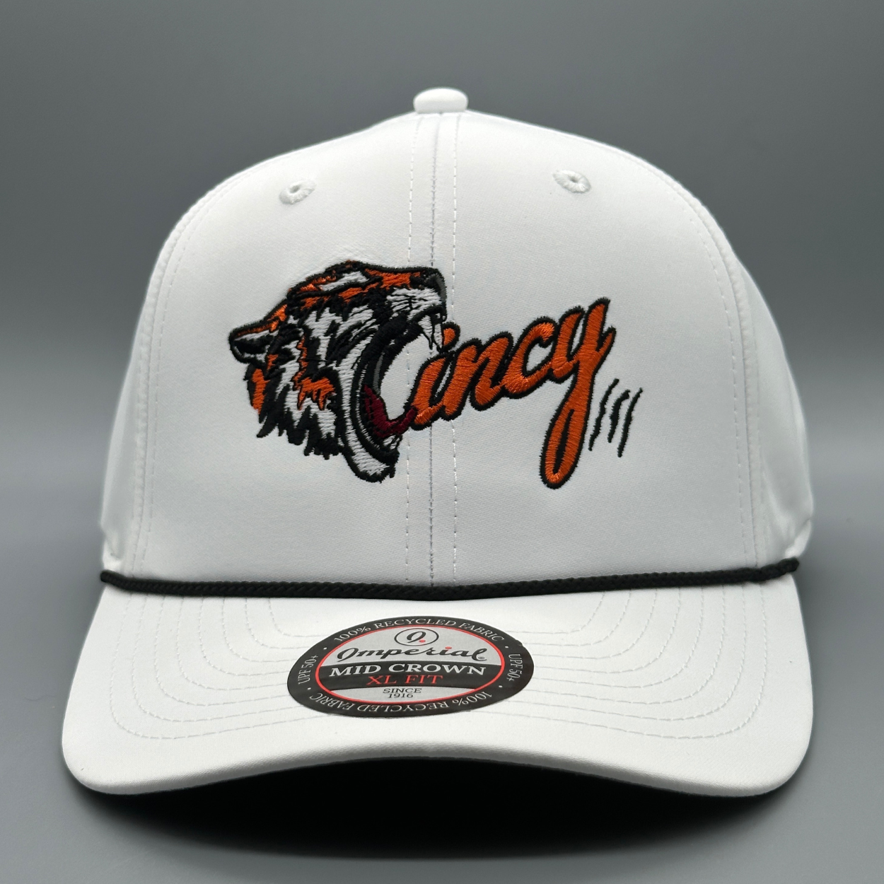 XL FIT - Roaring Tiger Cincy - Mid-Crown Rope Hat - White