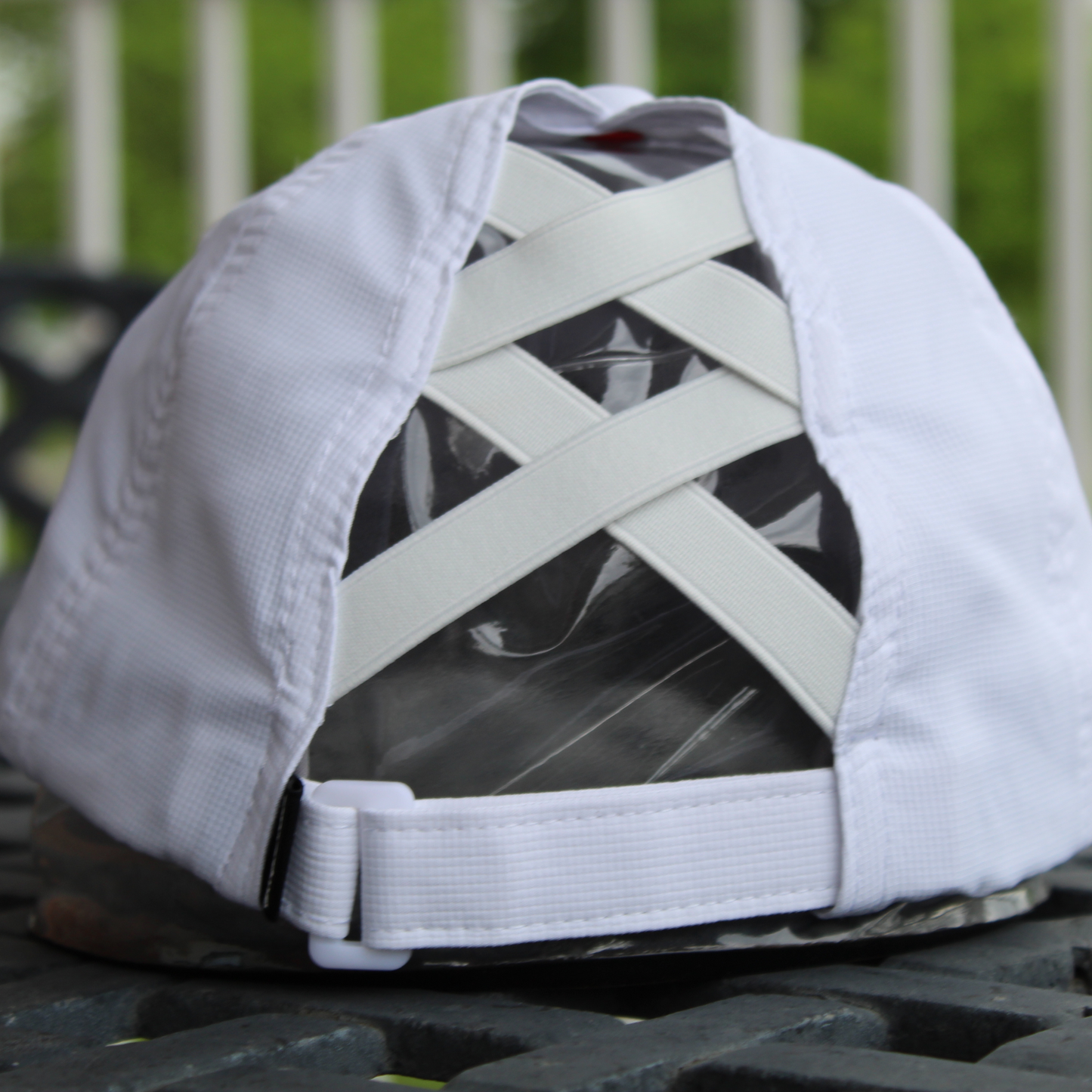 Ponytail Hat - White w/ Orange Logo