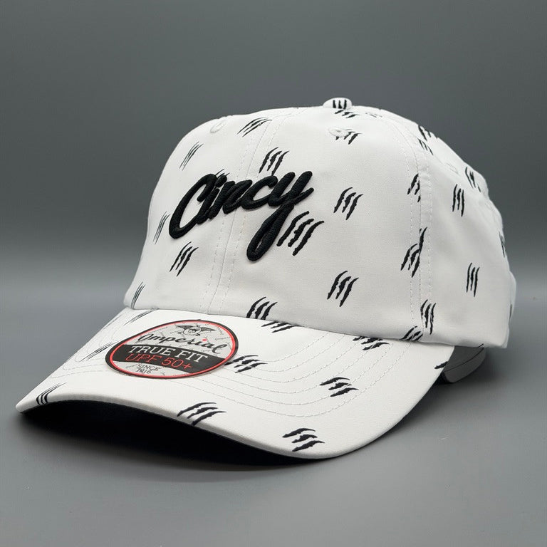 The Claw white and black hat, angled front view