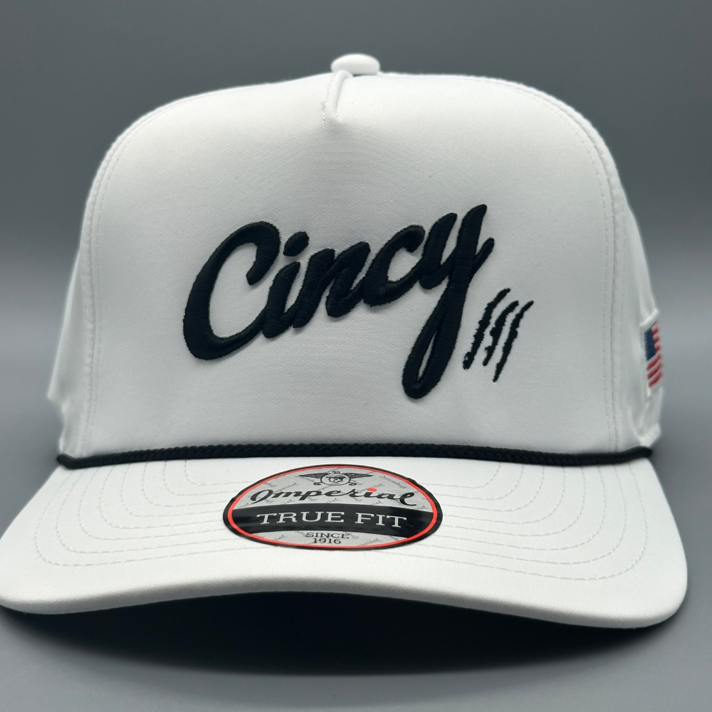OG 5 Panel Rope Hat - White w/ Black Logo