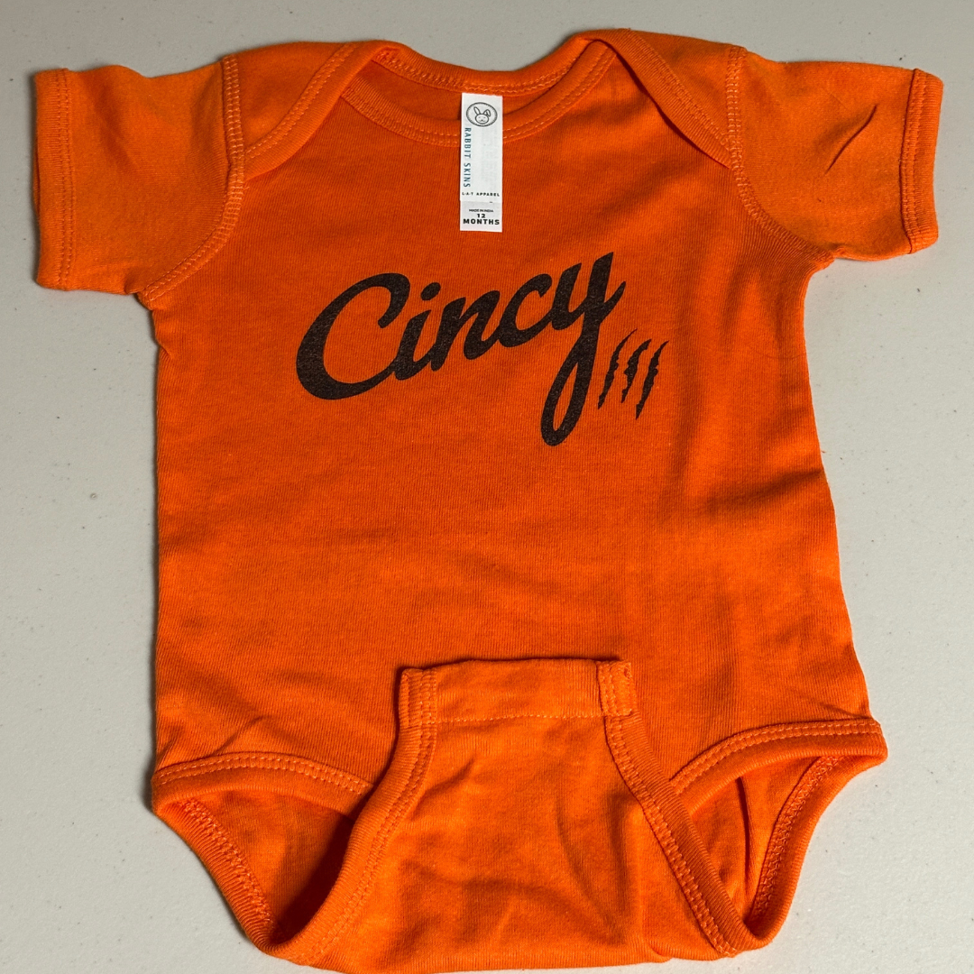 Cincy Onesie - Orange - 12 month