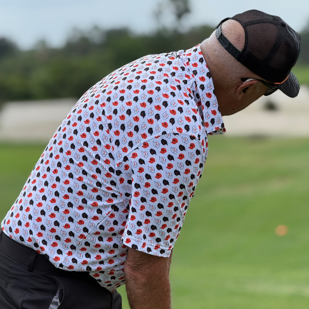 The Cincy Hat Pattern Polo - close up detail