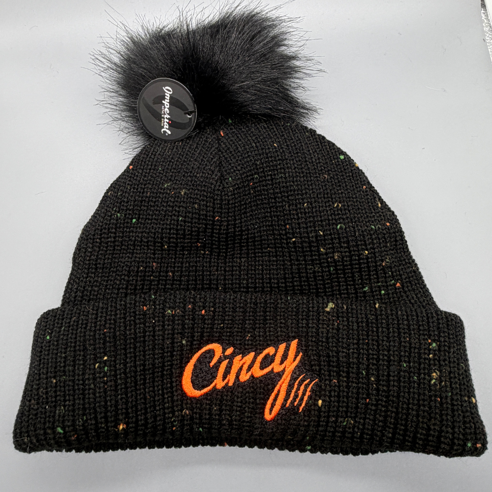 Black Confetti Pom Beanie