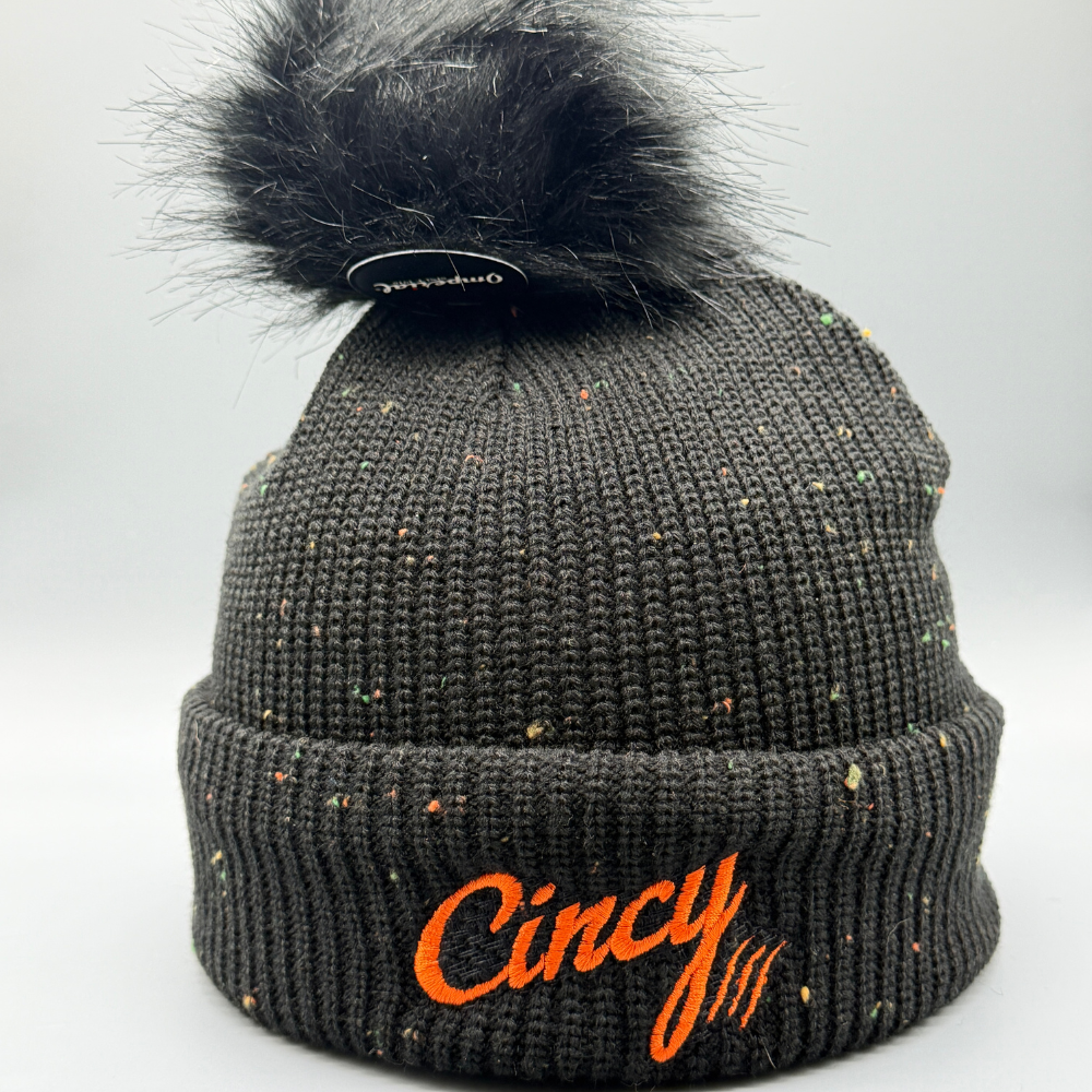 Black Confetti Pom Beanie