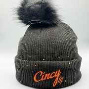 Black Confetti Pom Beanie