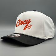 Back view of the white OG 5 Panel two-tone hat showing the adjustable strap closure