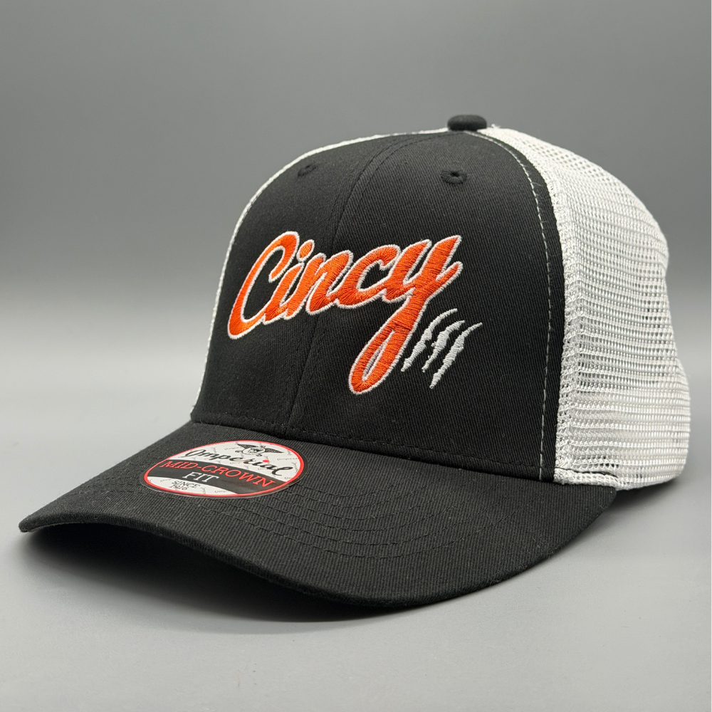 Mesh Back Mid-Crown - Black and Orange
