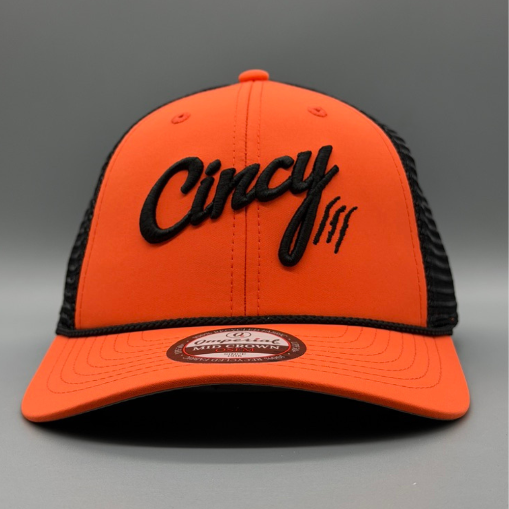 Mid-Crown Mesh Back Orange Black Rope - Side view