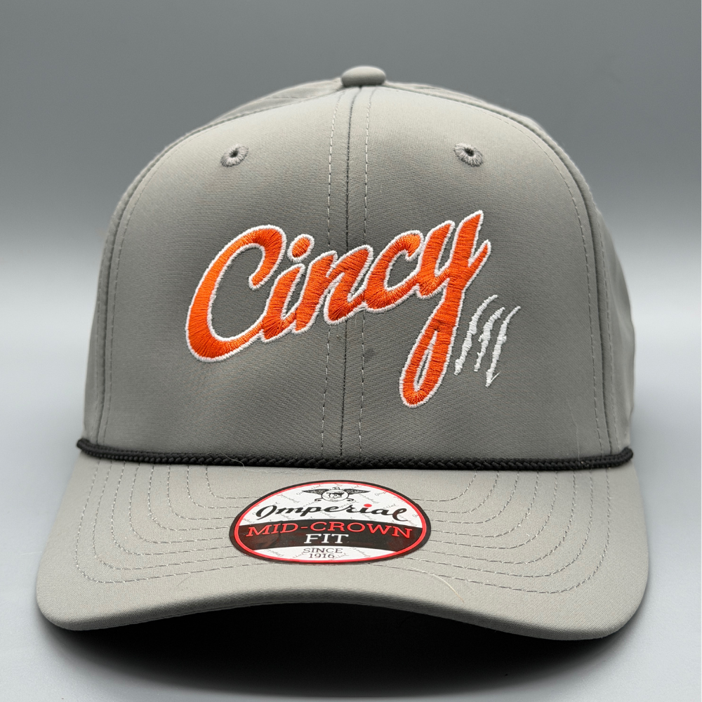Grey Mid-Crown Rope Hat - Orange Eclipse Logo