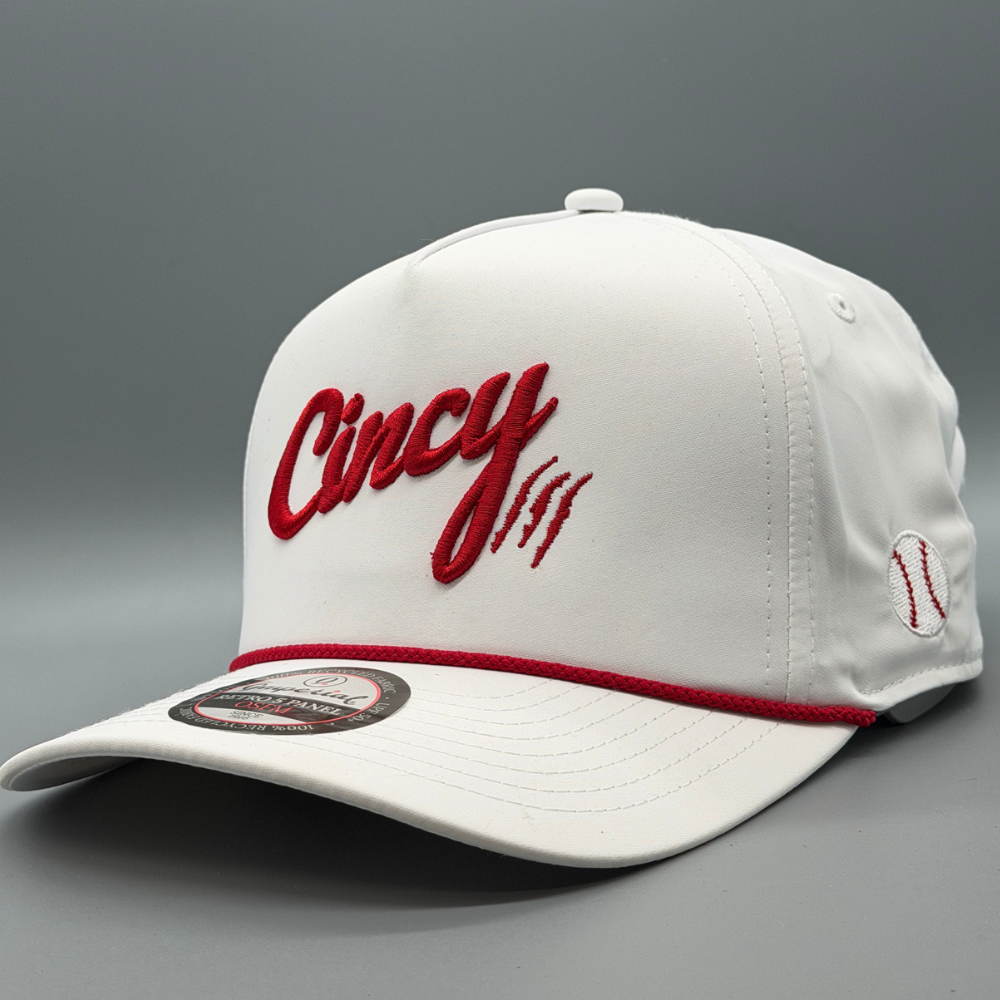 OG 5 Panel Rope Hat - Baseball Series - White w/ Red Logo