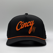 OG 5 Panel Rope Hat - Black w/ Orange Rope