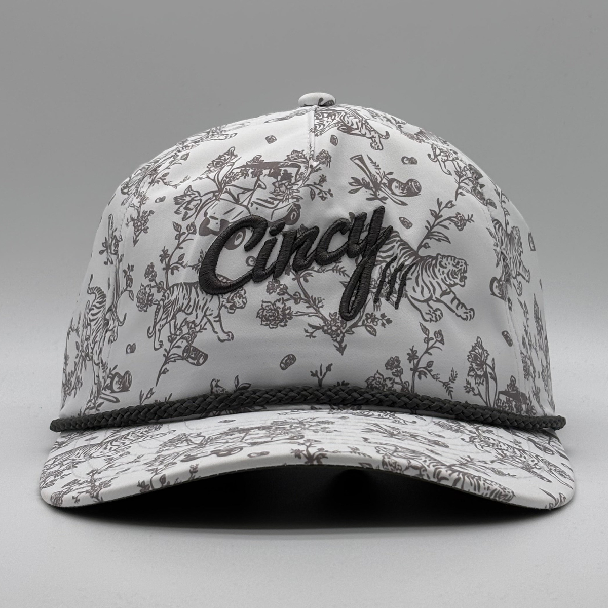 The Soft Rope Hat - White Tiger Print