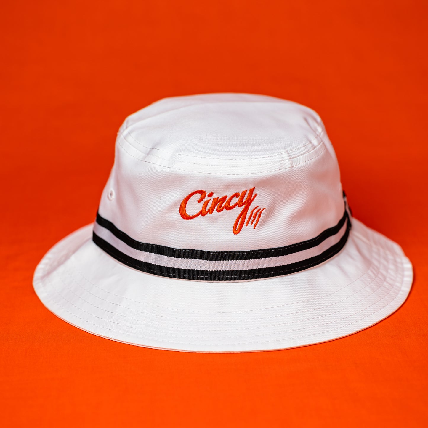 The Little Miami Bucket Hat - White w/ Orange Logo