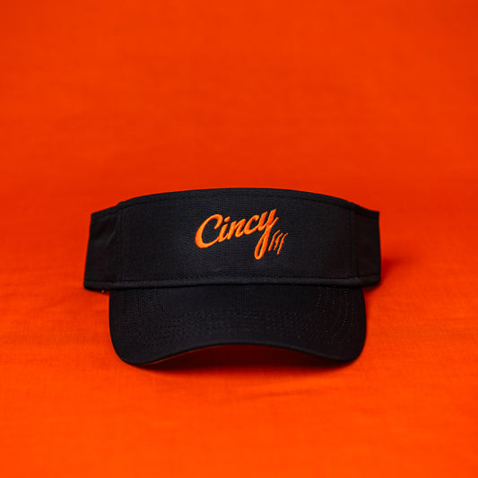 Cincy Visor - Black with Orange Logo