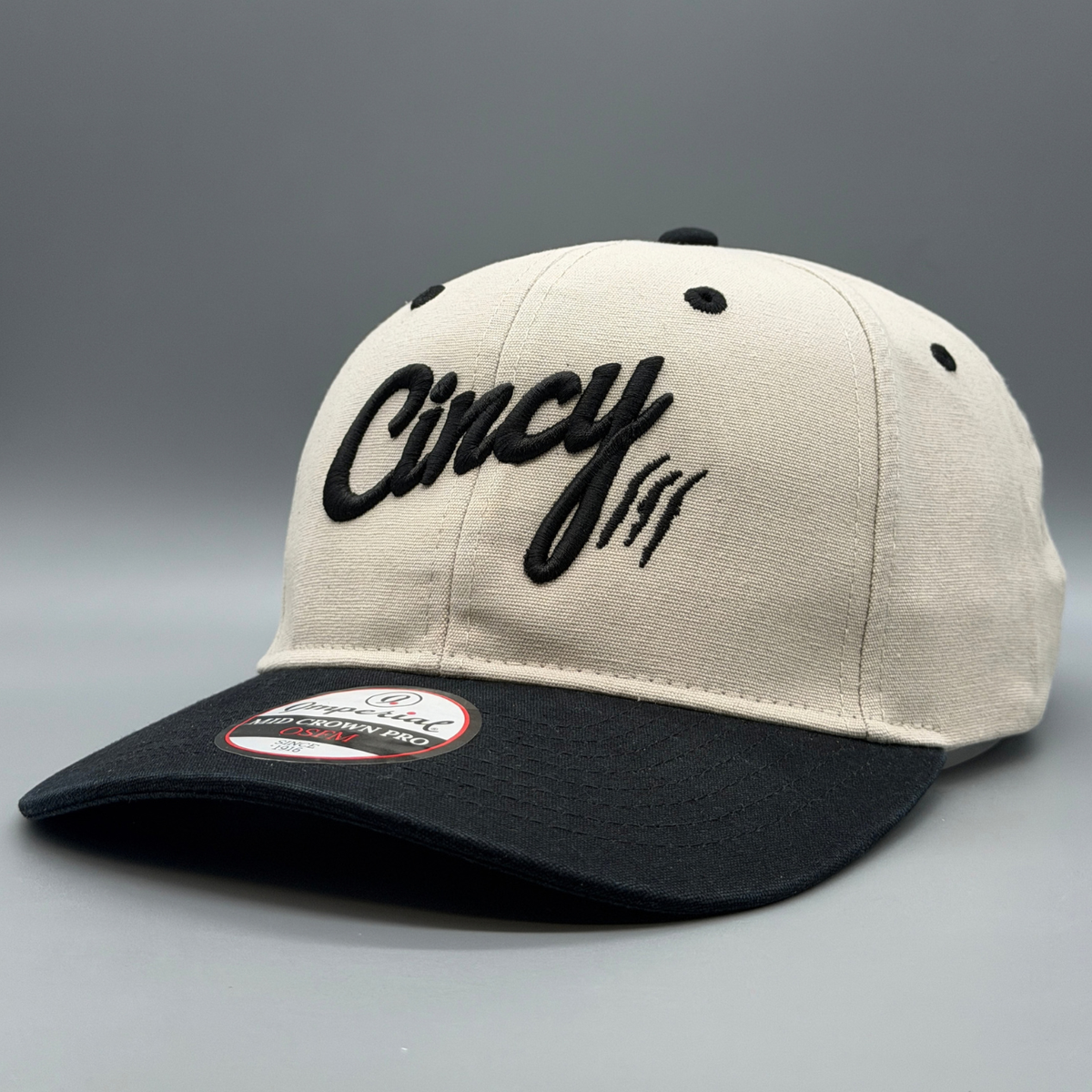 Back view of the putty Washed Cotton Two Tone hat showing the adjustable strap closure