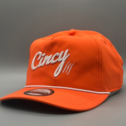 The Soft Rope Hat - Orange w/ White Logo, side view
