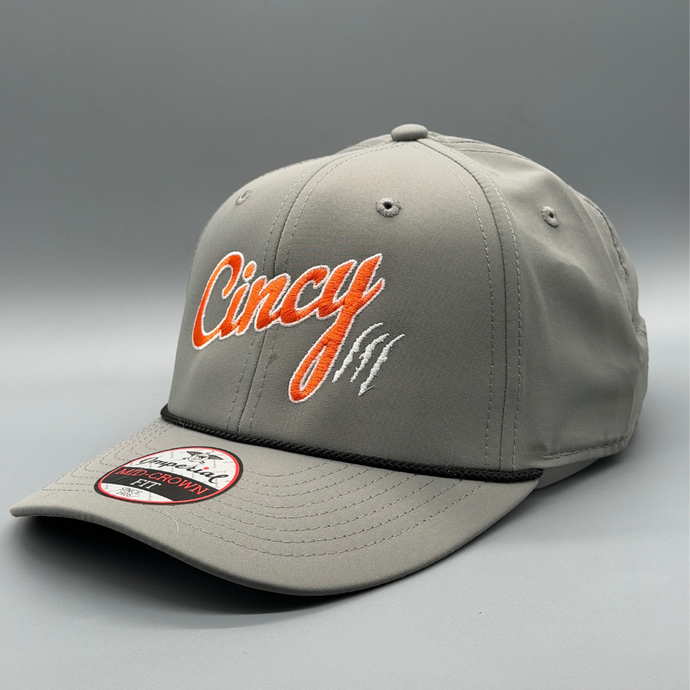 Grey Mid-Crown Rope Hat - Orange Eclipse Logo