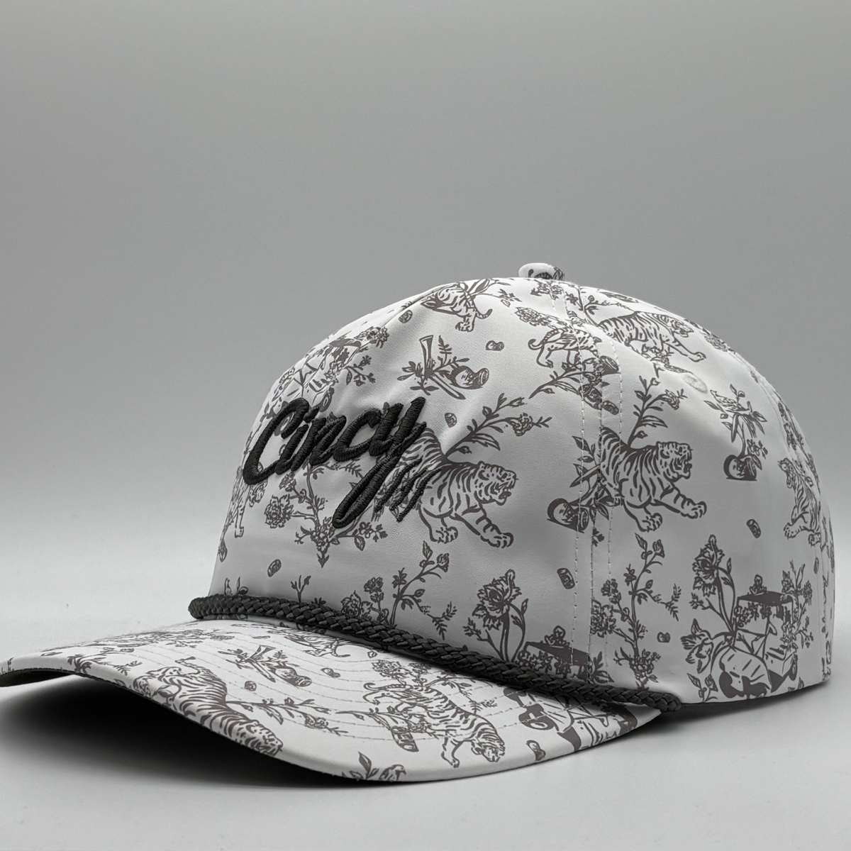 The Soft Rope Hat - White Tiger Print