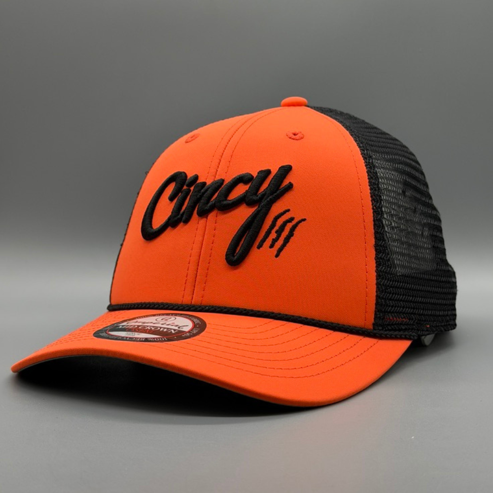 Mid-Crown Mesh Back Orange Black Rope - Front view