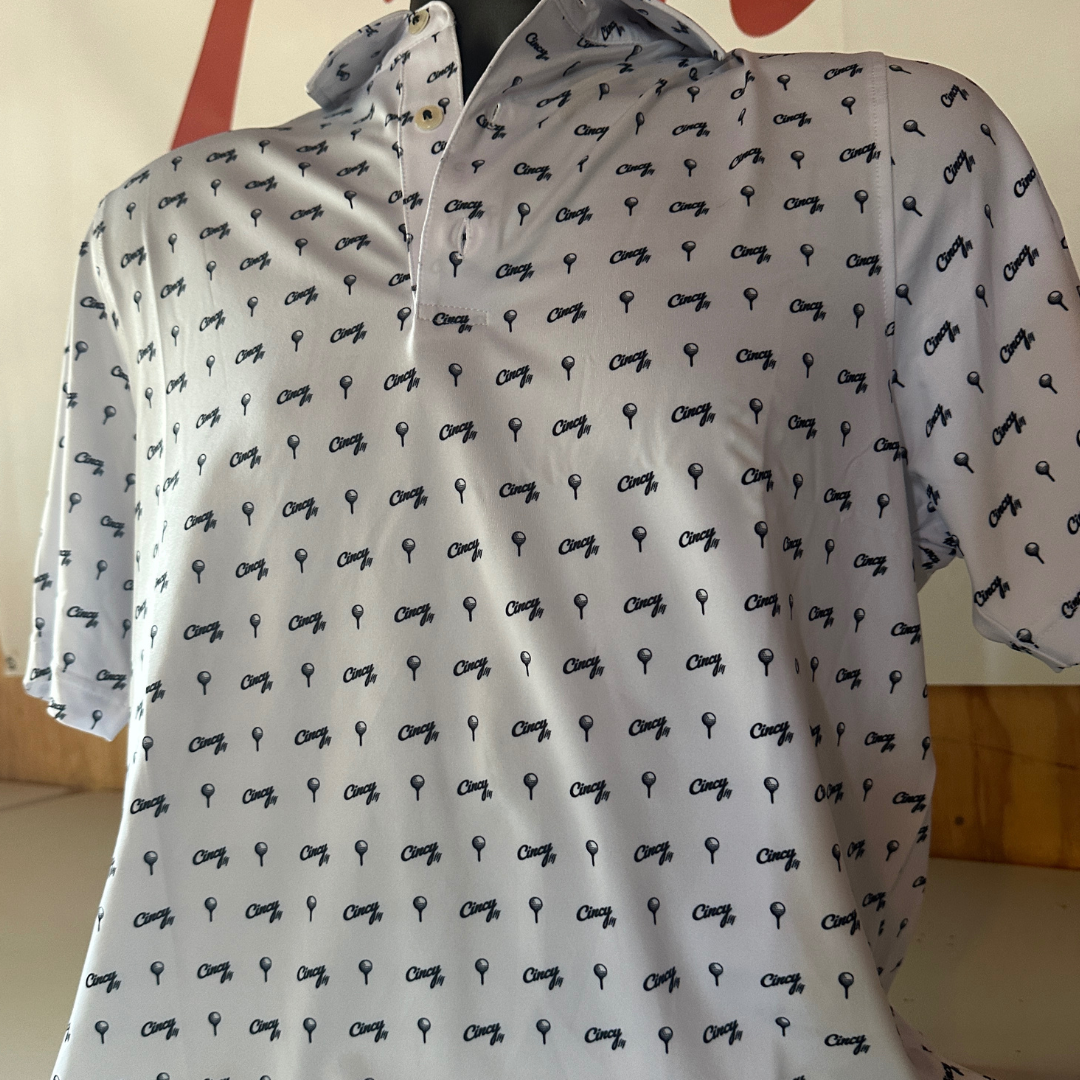 The Cincy Golf Polo - Hunna Shirts Collab - WHITE