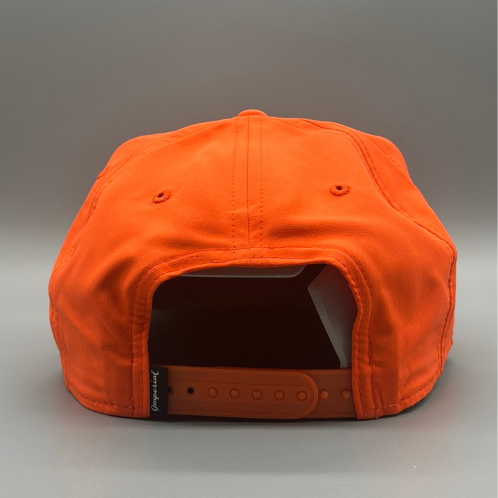The Soft Rope Hat - Orange w/ White Logo, back view