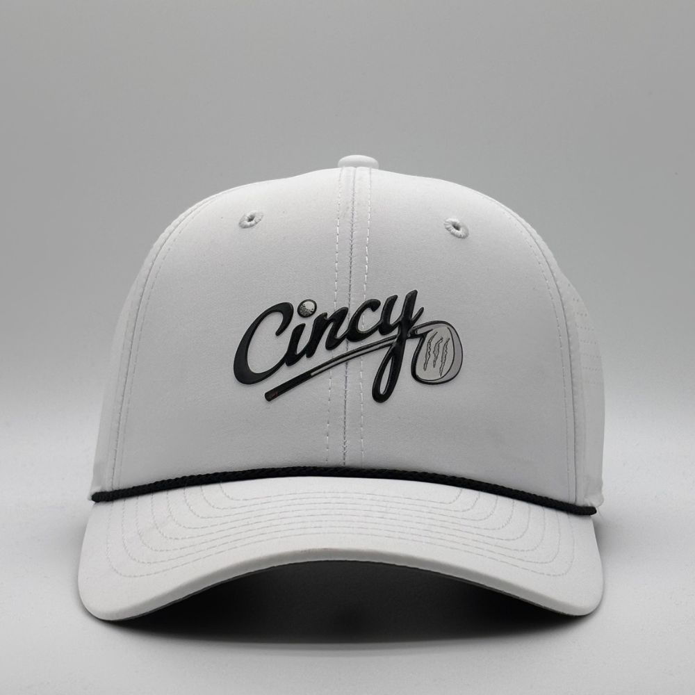 Cincy Golf Logo - Mid-Crown Airflow - White w/ Black Rope