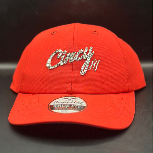 Structured Golf Hat - Red with BLING Logo