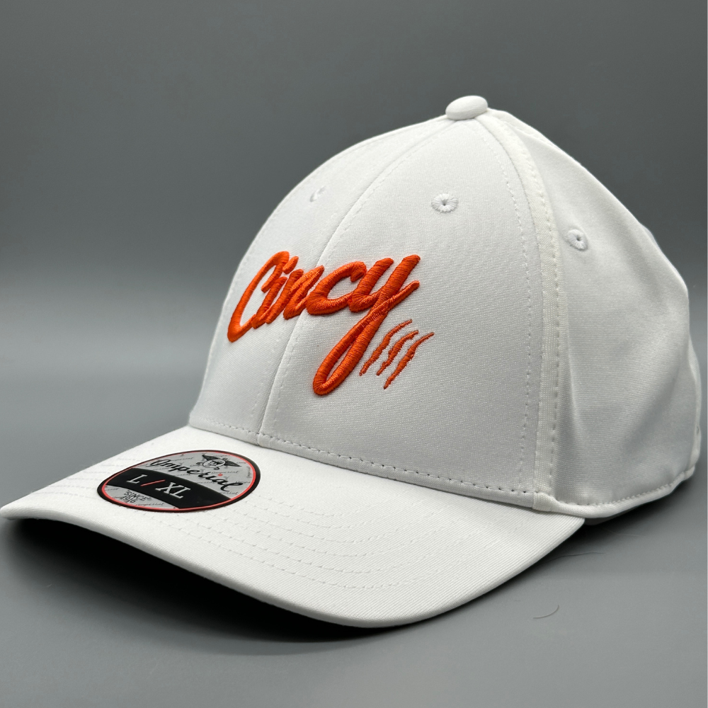 Flex Fit - White w/ Orange Logo