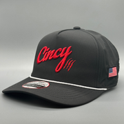 OG 5 Panel Rope Hat - Black with Red Logo