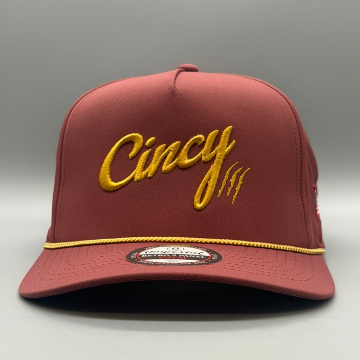 OG 5 Panel Rope Hat - Black Cherry w/ Gold Logo
