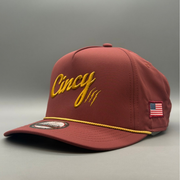 OG 5 Panel Rope Hat - Black Cherry w/ Gold Logo