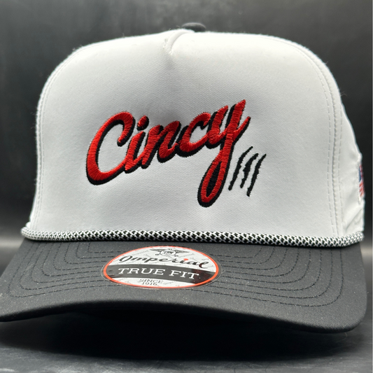 White / Black Two Tone Rope Hat - Offset Logo