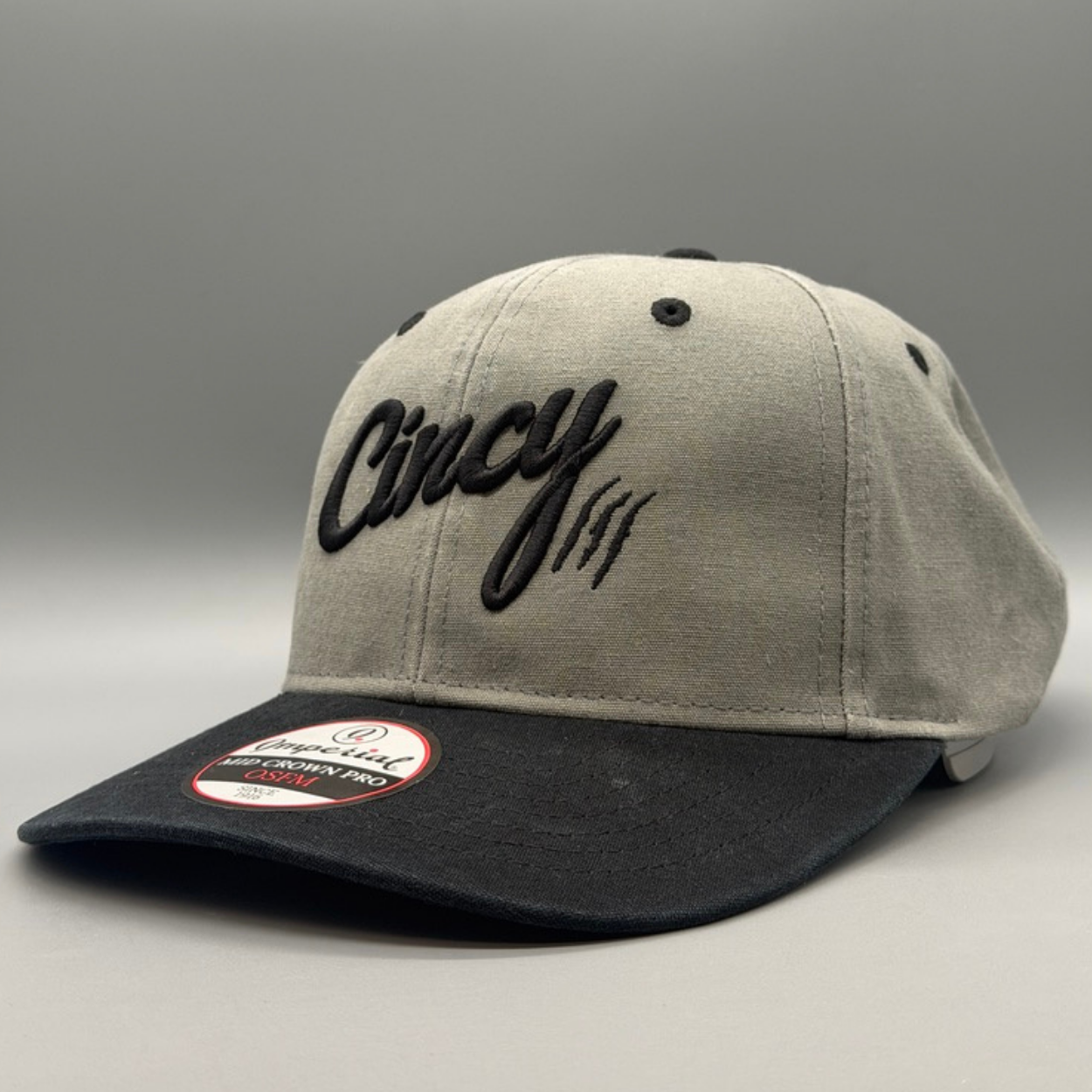 Heavy Washed Cotton - Mid-Crown - Black and Grey Two Tone