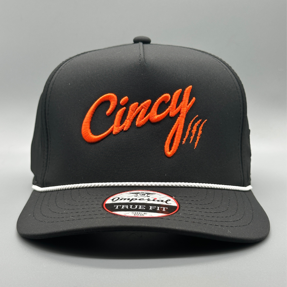 OG 5 Panel Rope Hat - Black with Orange Logo
