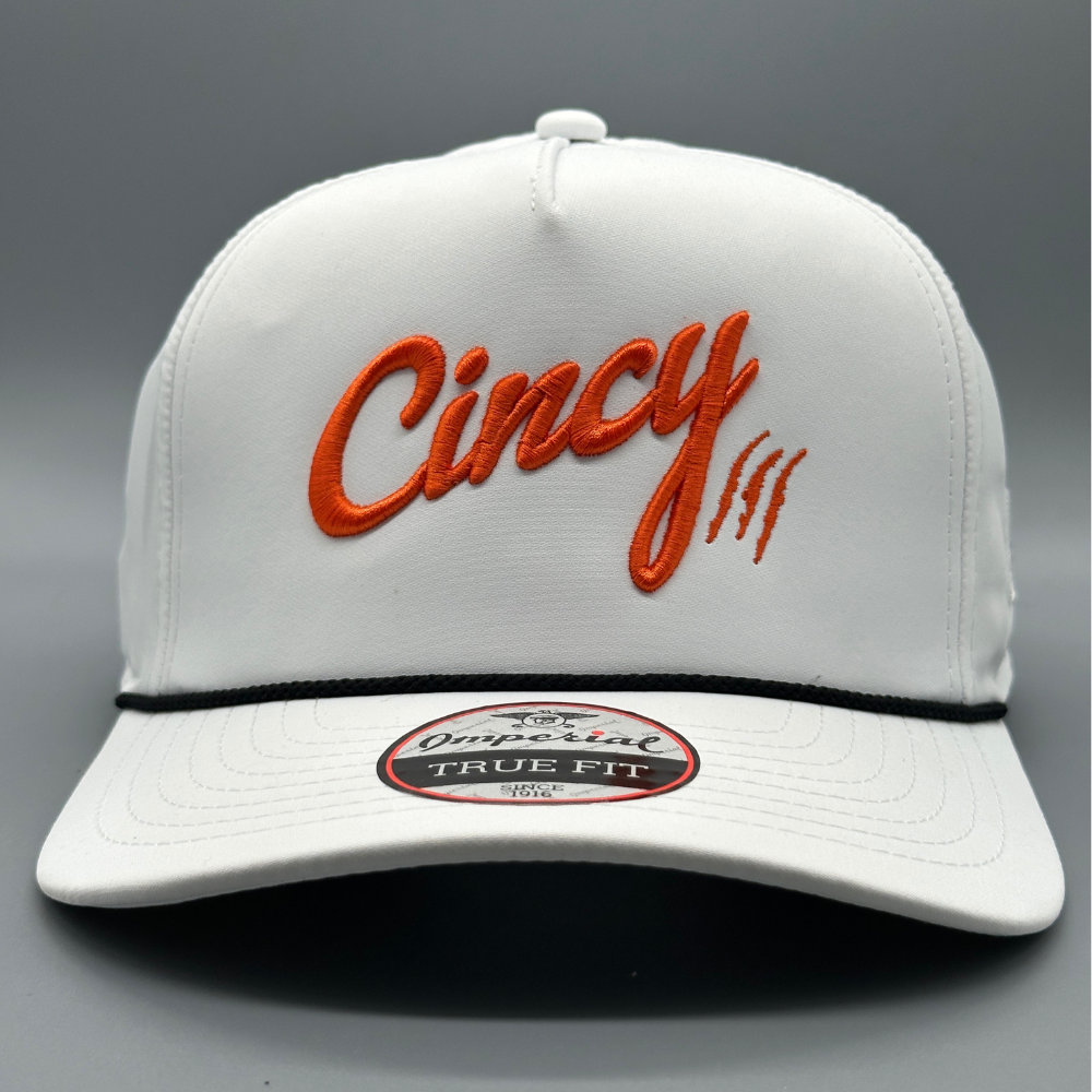 OG 5 Panel Rope Hat - White with Orange Logo