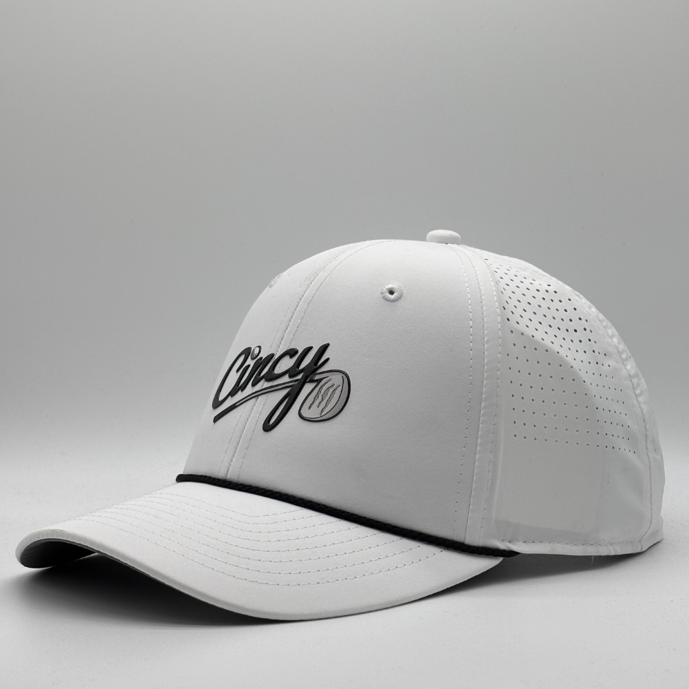 Cincy Golf Logo - Mid-Crown Airflow - White w/ Black Rope