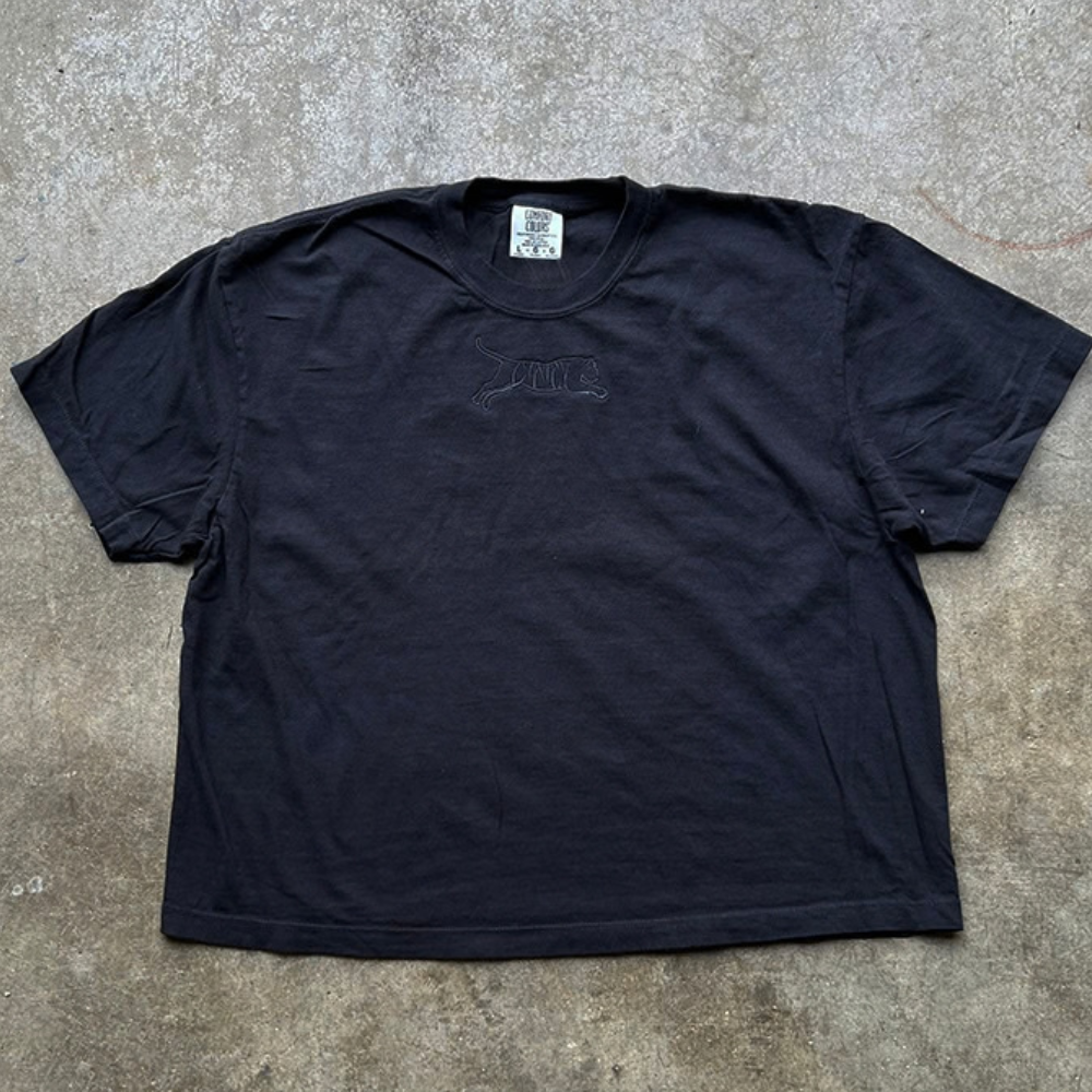 Women's Semi-Crop - Embroidered Black "Cincy" Tiger (2-3 Week Shipping)