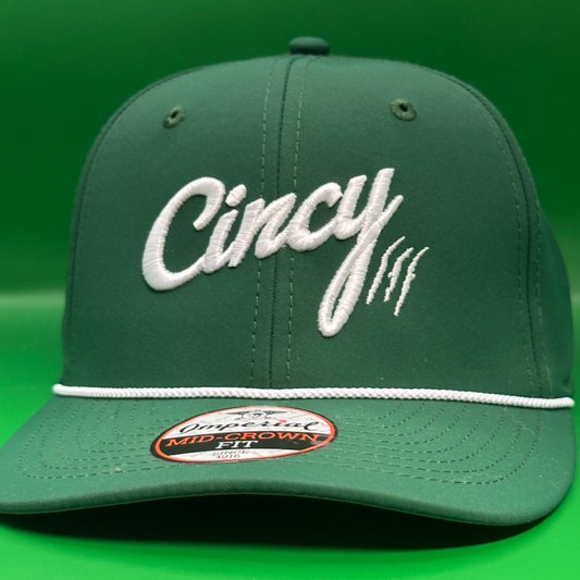 Mid-Crown Rope Hat - Green w/ White Rope